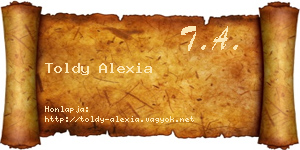 Toldy Alexia névjegykártya